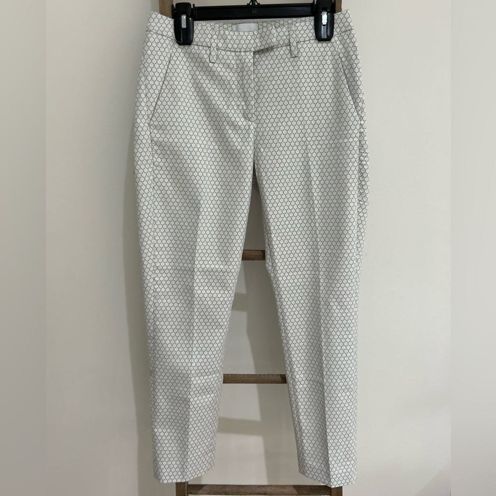 NWT Dondup Italian Designer White Silver Geometric Design Pants Pockets Size 27